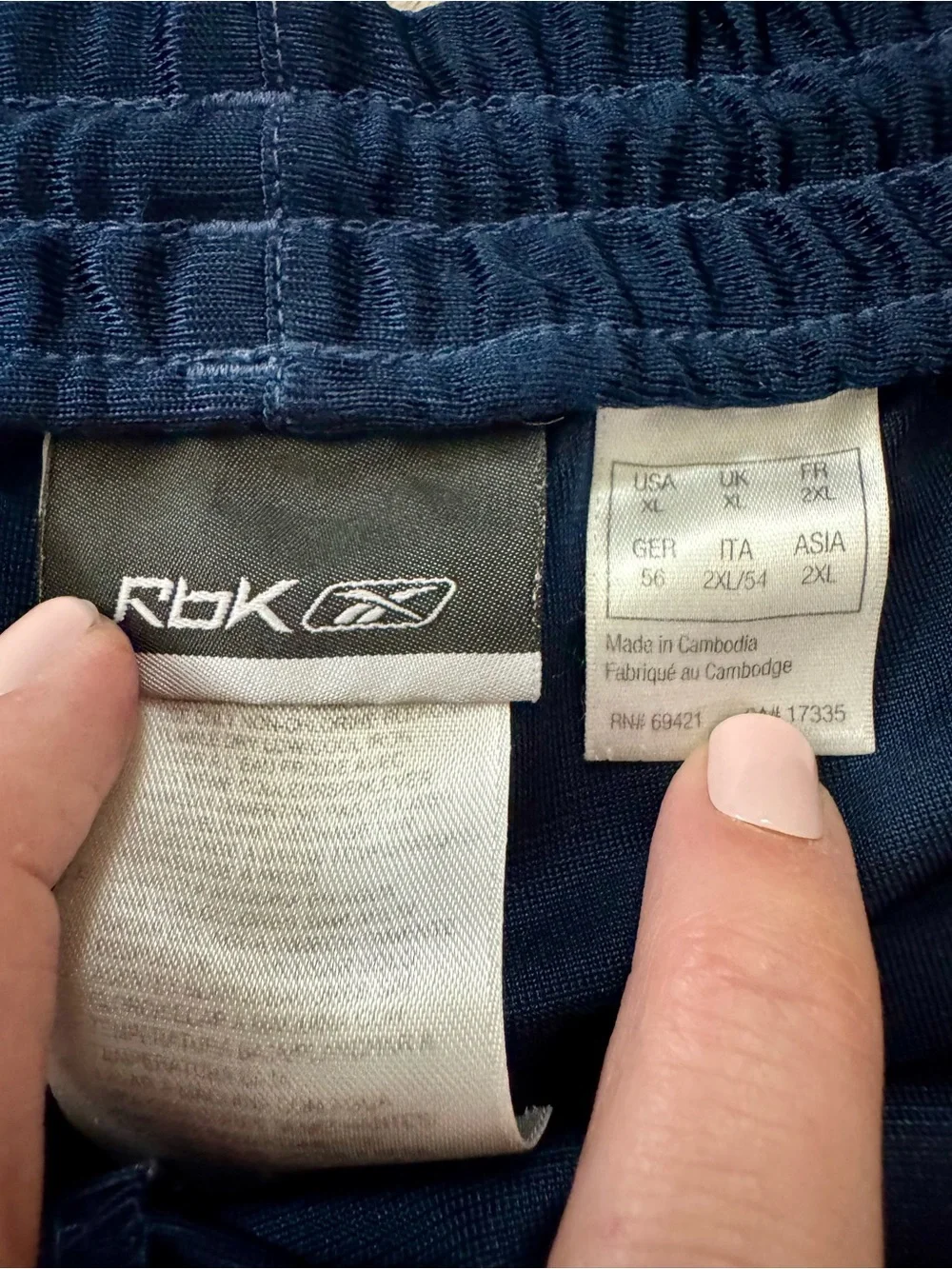 Reebok Athletic Shorts XL Navy Blue‎ Workout Gym Shorts Elastic Waist Pockets
